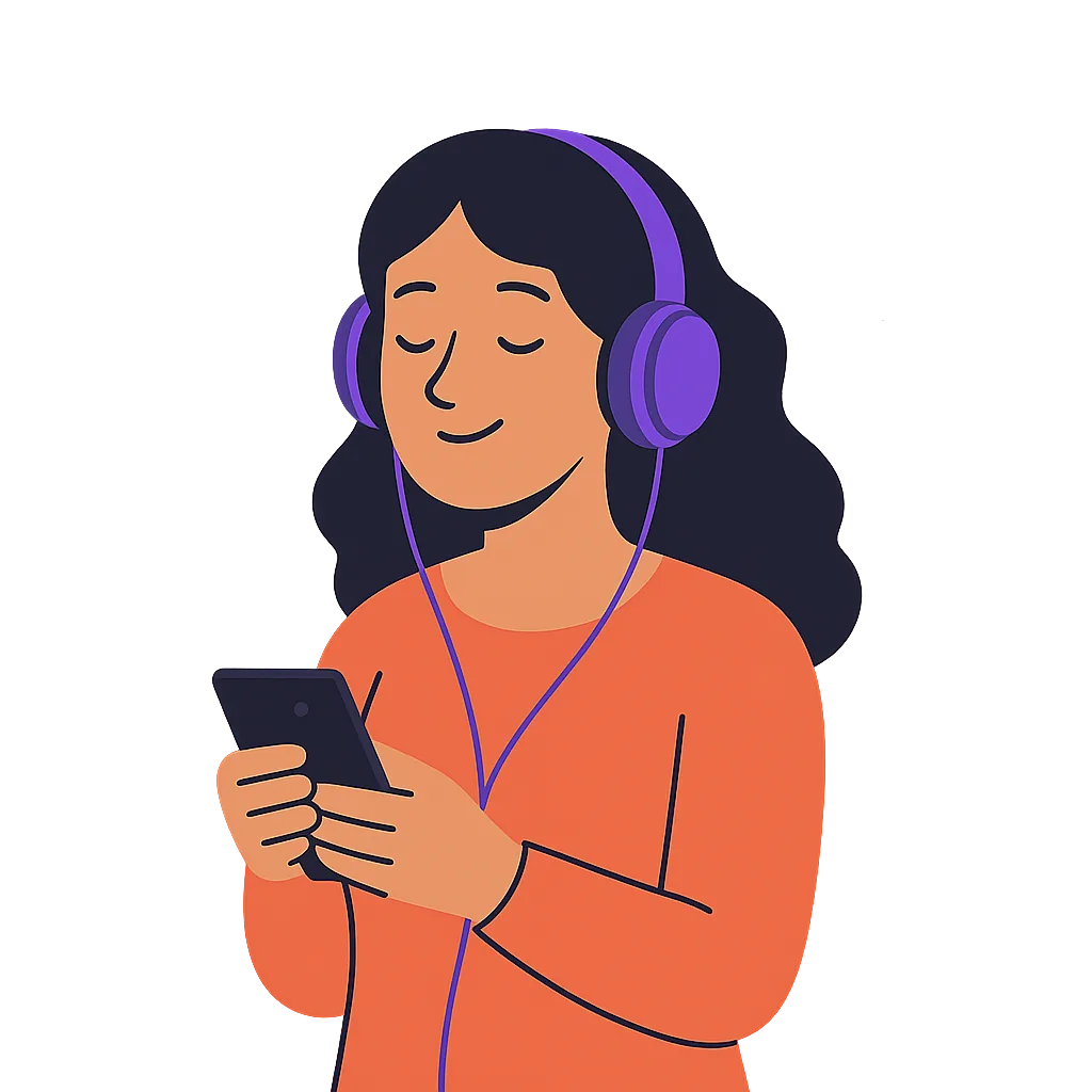 Person listening to audiobooks